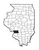Map of Illinois broken up by counties with county containing Alton highlighted.
