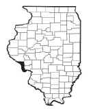 Map of Illinois broken up by counties with Calhoun county highlighted.
