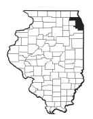 Map of Illinois broken up by counties with county containing Chicago highlighted.