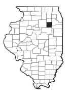 Map of Illinois broken up by counties with Grundy county highlighted.