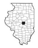 Map of Illinois broken up by counties with Macon county highlighted.