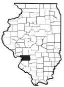 Map of Illinois broken up by counties with Madison county highlighted.