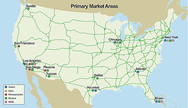 U.S. map showing the Primary Market Areas.