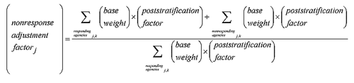 Graphic showing the formula for calculating the nonresponse adjustment factor for each stratum j.