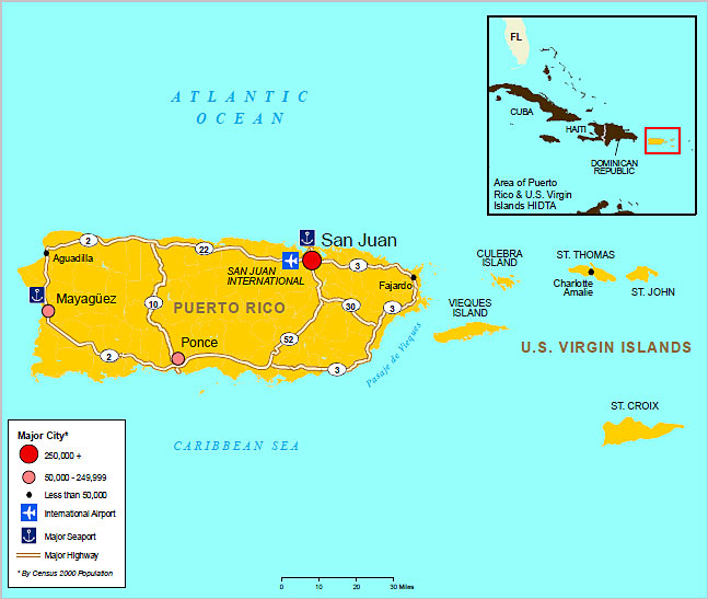 Map Of Us Virgin Islands And Puerto Rico Puerto Rico/U.S. Virgin Islands High Intensity Drug Trafficking 