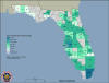 Map showing the number of cannabis plants eradicated from indoor grows in Florida, by County, in 2008.