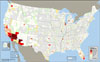 U.S. map showing gang membership ranges by county.
