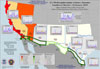 (U) Map showing the methamphetamine seizure amounts along the Southwest Border for February 2010.