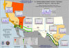 (U) Map showing the methamphetamine seizure amounts along the Southwest Border for March 2010.