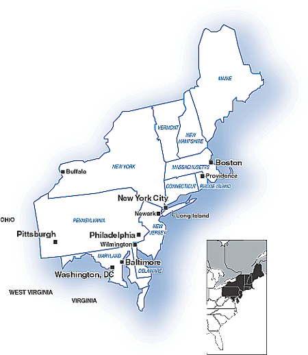 Northeast Region States And Capitals Map Printable