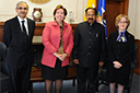 (L-R) Indian Minister (Commerce) Vinay Kwatra, Acting Assistant Attorney General Sharis Pozen, Indian Minister of Corporate Affairs Veerappa Moily, and Antitrust Division Special Advisor, International, Rachel Brandenburger meet in Washington, D.C.