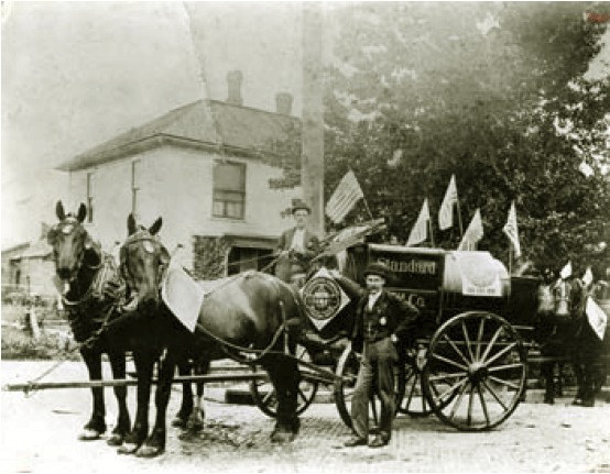 Photo of Standard Oil horse drawn oil tank wagon