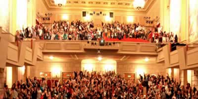 photograph of students in the Herbst Theater