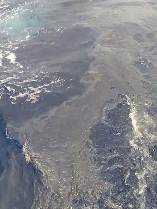 Oil spill on water