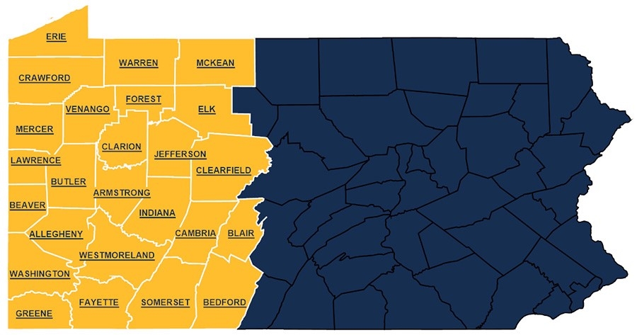 Map of the United States Attorney's Office for the Western District of Pennsylvania