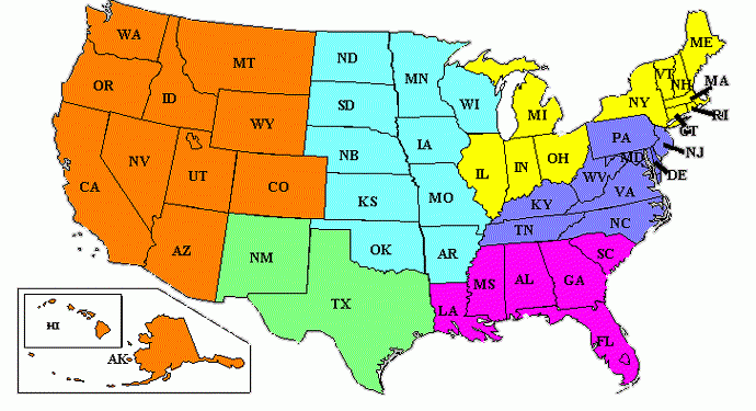 Civil Trial Sections Geographical Map