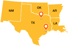 A U.S. map image of the CRS Southwestern Region: New Mexico, Oklahoma, Texas, Arkansas, and Louisiana.