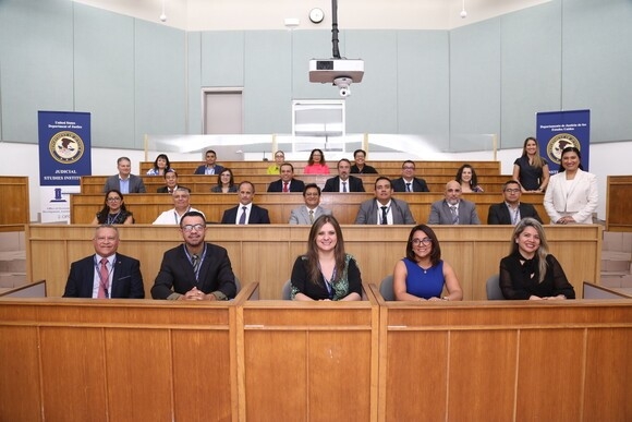 Photo of 22 participant judges during special session.