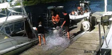 Stolen long-line piled on pier before disposal