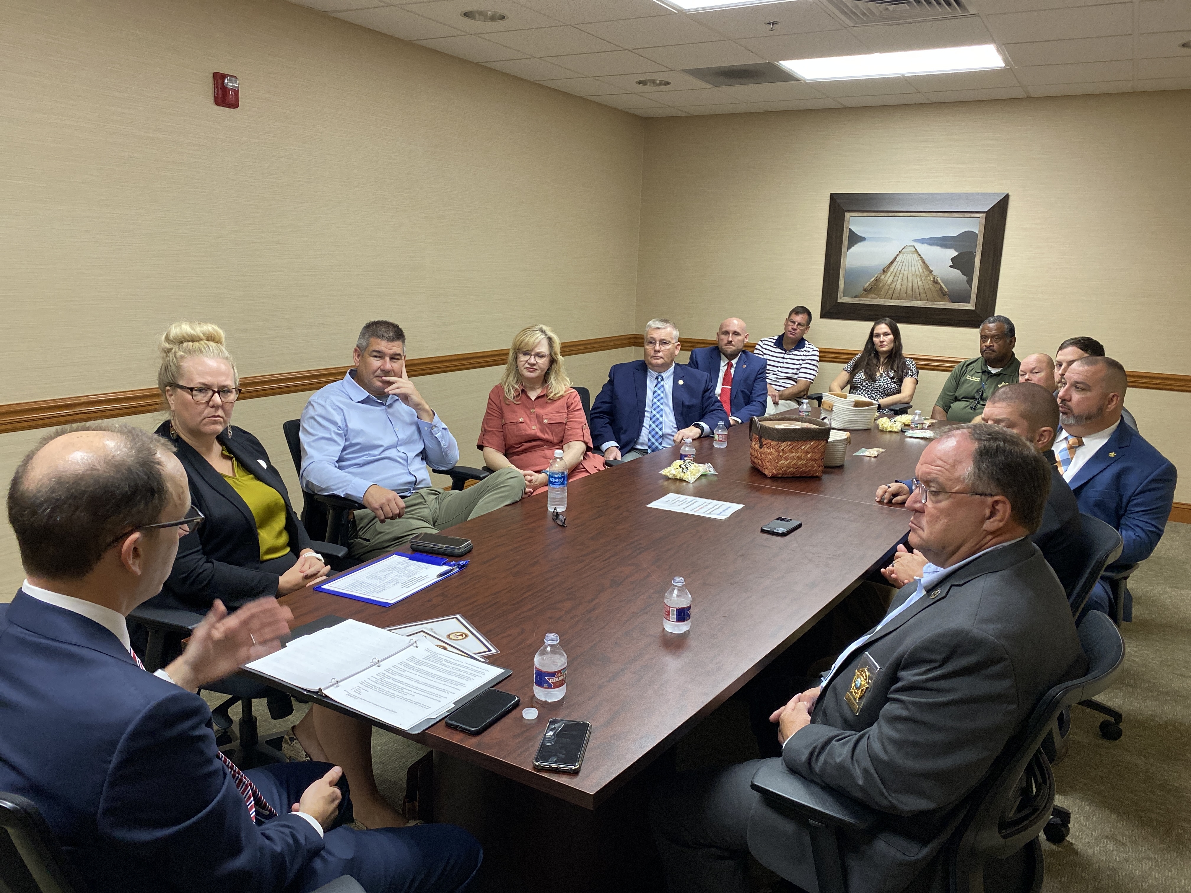 U.S. Attorney Ritz, along with AUSA Hillary Parham and District Attorney General Danny Goodman, facilitated roundtable discussion with Dyer County law enforcement