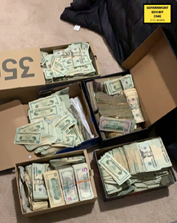 Picture of cash found in the defendant’s residence