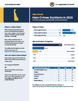 Image of the 2022 Delaware Hate Crime Fact Sheet