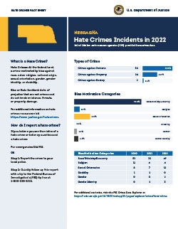 Image of the 2022 Nebraska Hate Crimes Fact Sheet