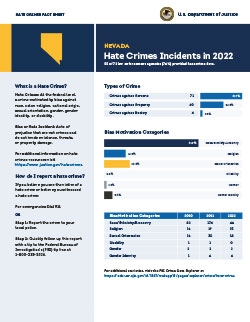Image of the 2022 Nevada Hate Crimes Fact Sheet