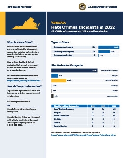 Image of the 2022 Virginia Hate Crimes Fact Sheet