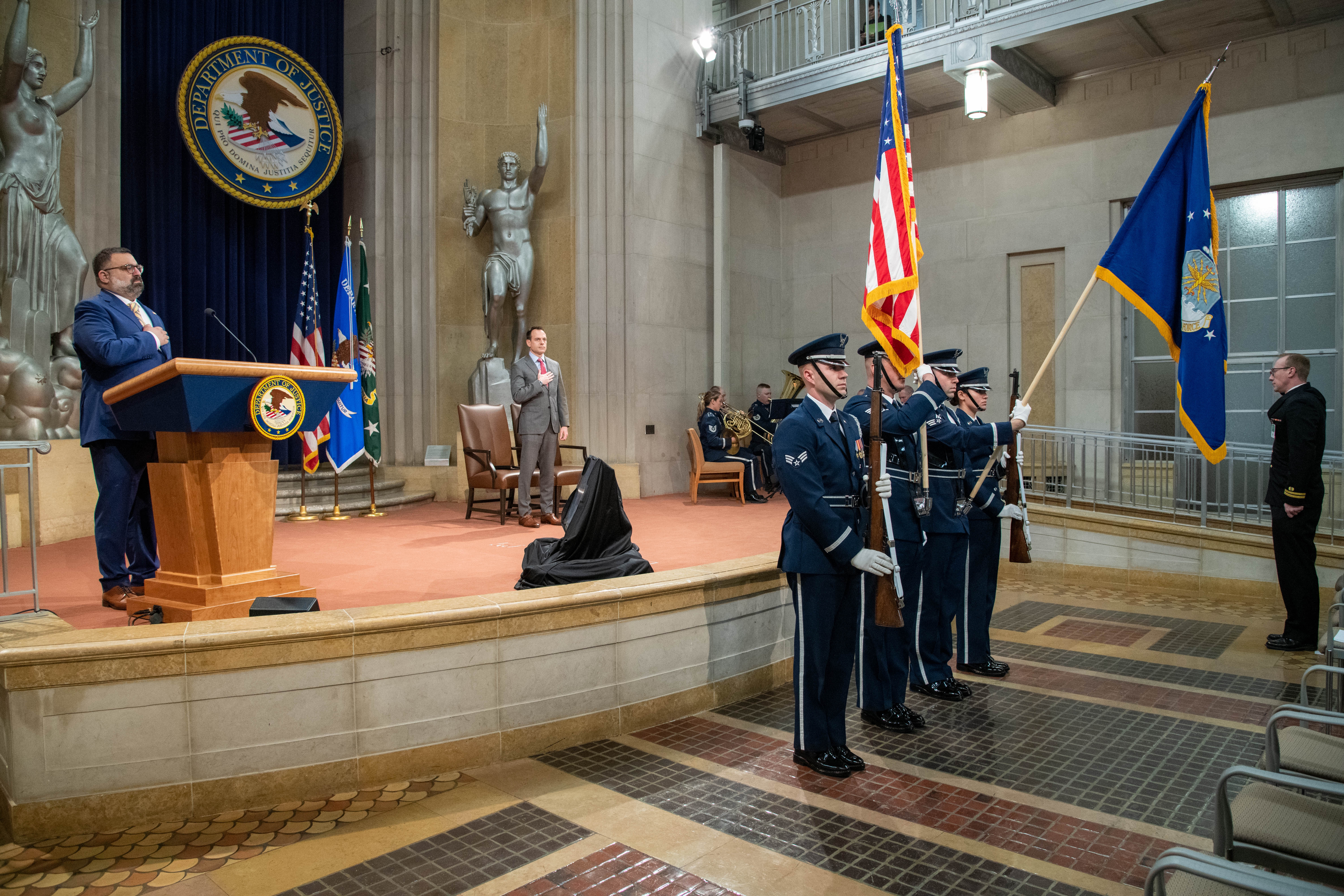 Ceremony opened with the presentation of the colors and the national anthem.