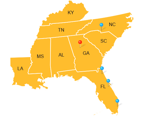 A map of the CRS South region. 