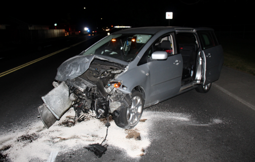 a van that is smashed on the side 