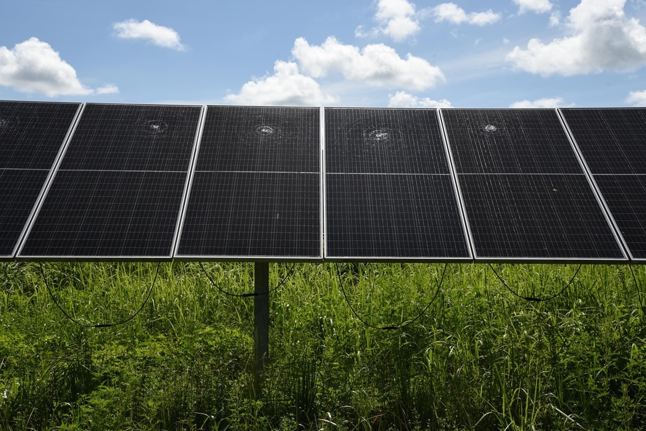 Photo of solar panel with cracked glass