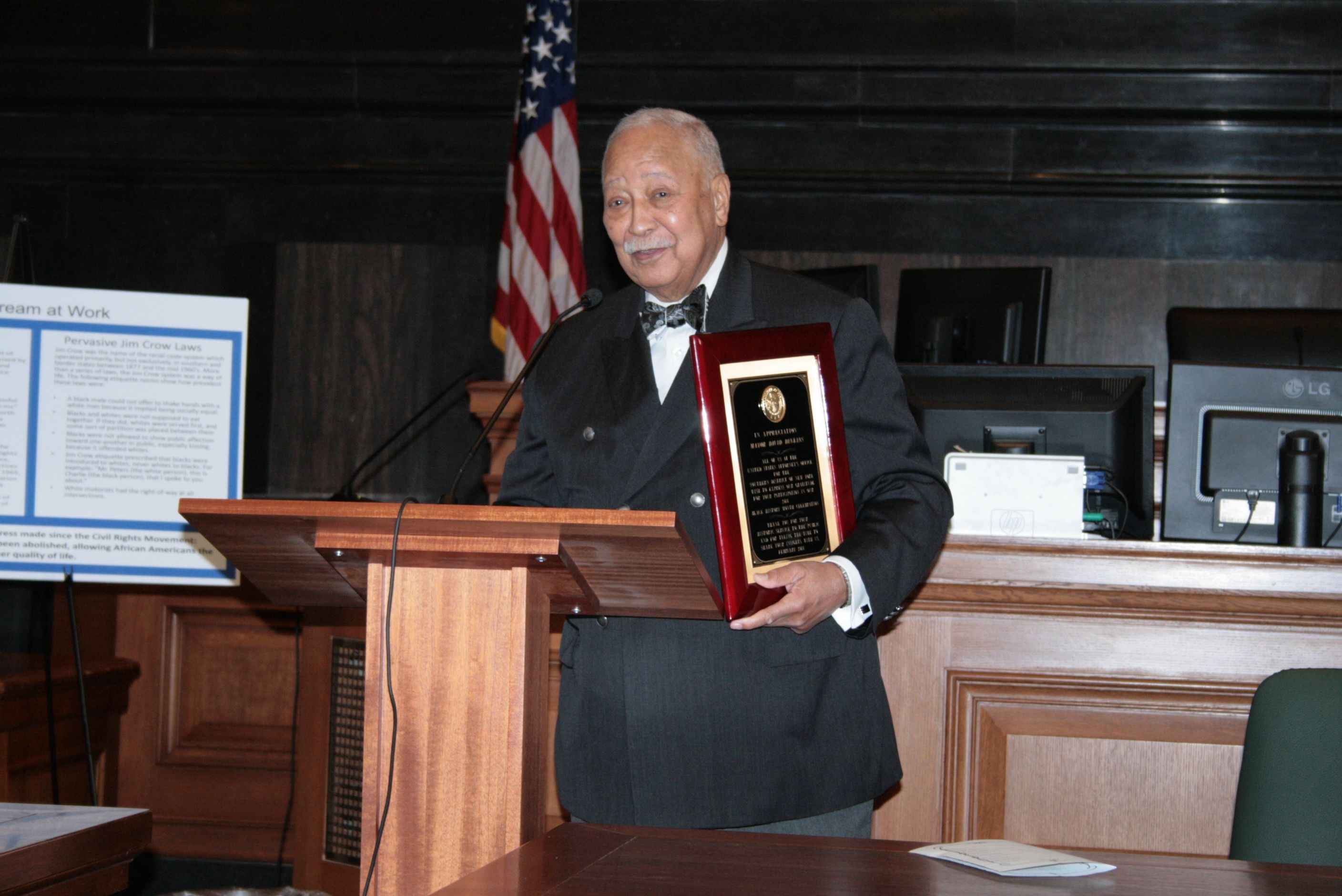 Mayor David Dinkins after receiving plaque