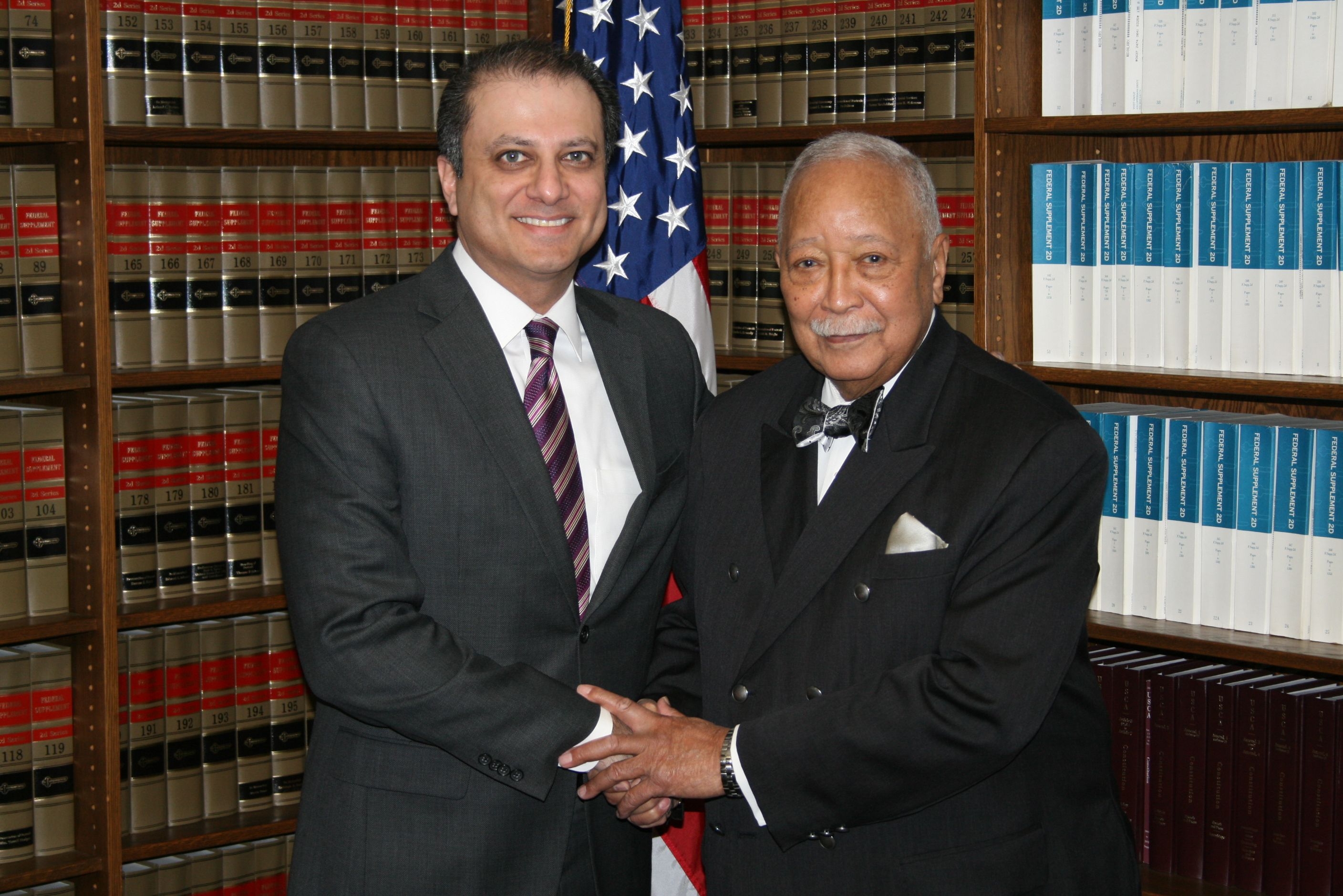 Mayor David Dinkins with U.S. Attorney Preet Bharara