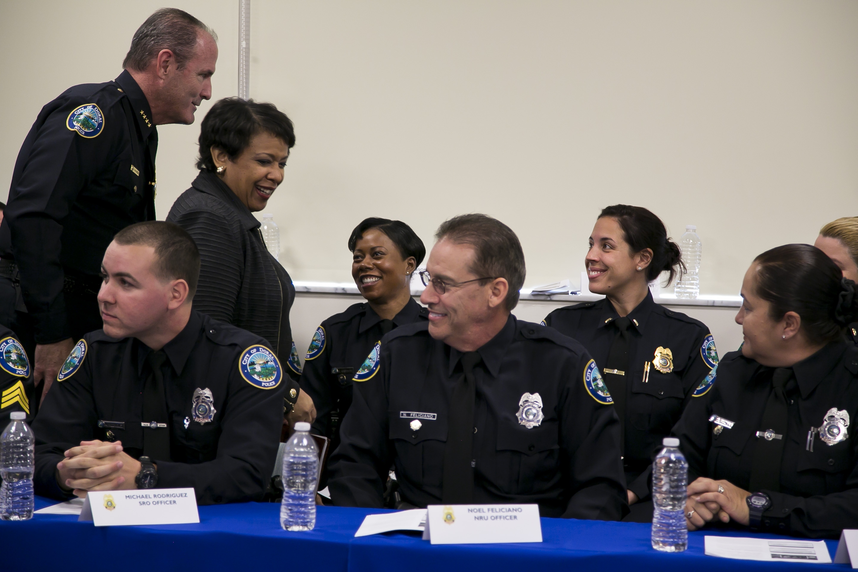 Attorney General Lynch visits the Doral Police Department and recognizes their commitment to community policing strategies