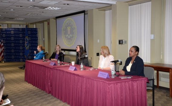 Deputy U.S. Attorney Margaret Garnett speaking on a women in law enforcement panel