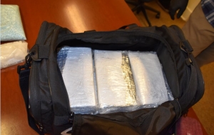 A large quantity of drugs is sitting in a bag 