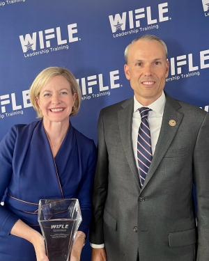 Image of U.S. Attorney Mark Totten and First Assistant U.S. Attorney Jennifer L. McManus at the WIFLE Awards Ceremony.