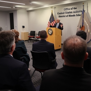 Attorney General Merrick Garland addressing the staff off the United States Attorney's Office