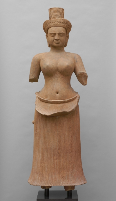 10th century goddess sandstone statue from Koh Ker