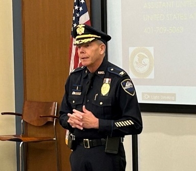 Kevin M. Lynch, President Rhode Island Police Chiefs' Association, welcomes attendees