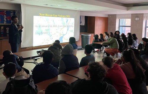 U.S. Attorney Vanessa Roberts Avery talks to students at a Fed-Up presentation