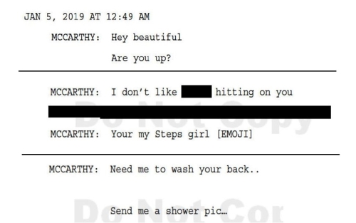 Screen grabs of inappropriate messages defendant sent to tenants.