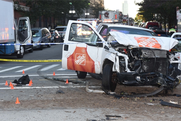 Crime scene of home depot van crash