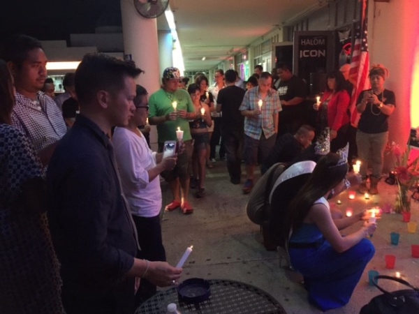 Photo taken at the Candlelight Vigil in memory of the victims of the Orlando shooting