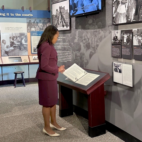 Assistant Attorney General Clarke touring the Little Rock Central High School National Historic Site.