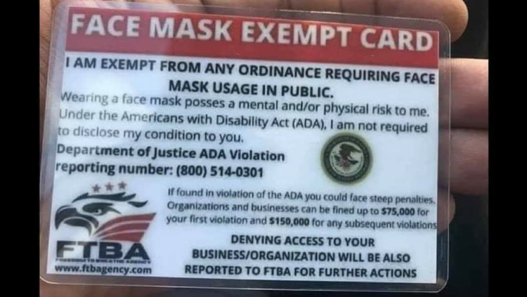 face mask exempt card