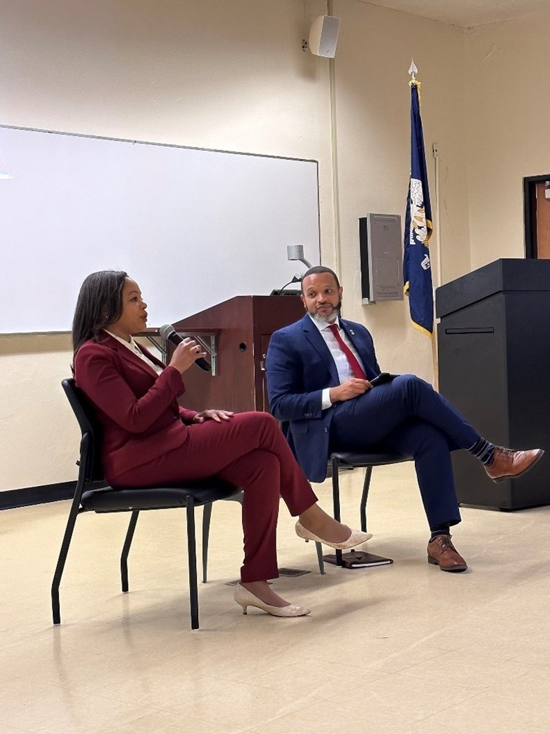 Assistant Attorney General Clarke and U.S. Attorney Brown took questions from students during their fireside chat discussion.