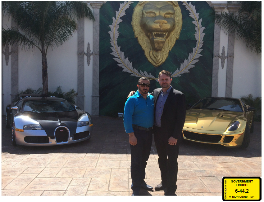 Jacob Kingston and Lev Aslan Dermen with Dermen’s Bugatti and Kingston’s Ferrari Exhibit 6-44.2, admitted at trial Jacob Kingston and Lev Aslan Dermen with Dermen’s Bugatti and Kingston’s Ferrari Exhibit 6-44.2, admitted at trial